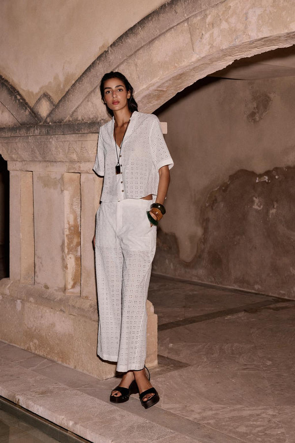 FİSTO İŞLEMELİ CULOTTE PANTOLON