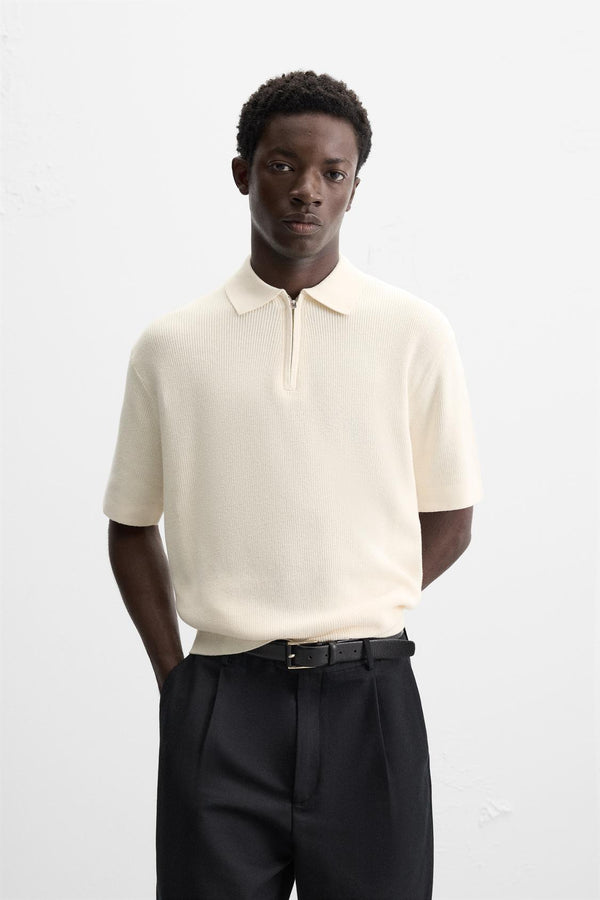 FERMUARLI İNCİ DOKUMA POLO T-SHIRT