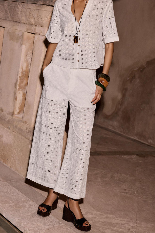 FİSTO İŞLEMELİ CULOTTE PANTOLON