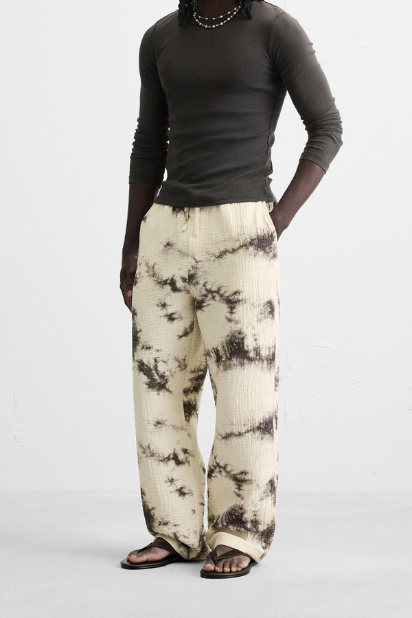 DOKULU TIE DYE DESENLİ PANTOLON