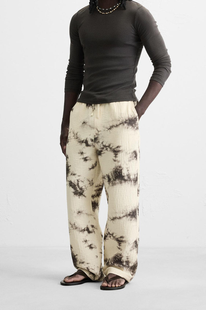 DOKULU TIE DYE DESENLİ PANTOLON