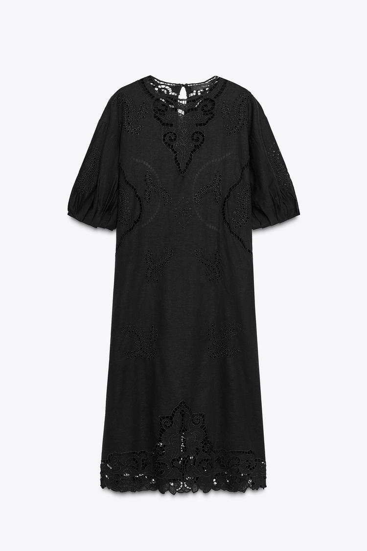 COLLECTION İŞLEMELİ MİDİ ELBİSE
