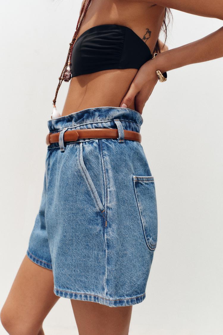 KEMERLİ DENIM PAPERBAG BERMUDA