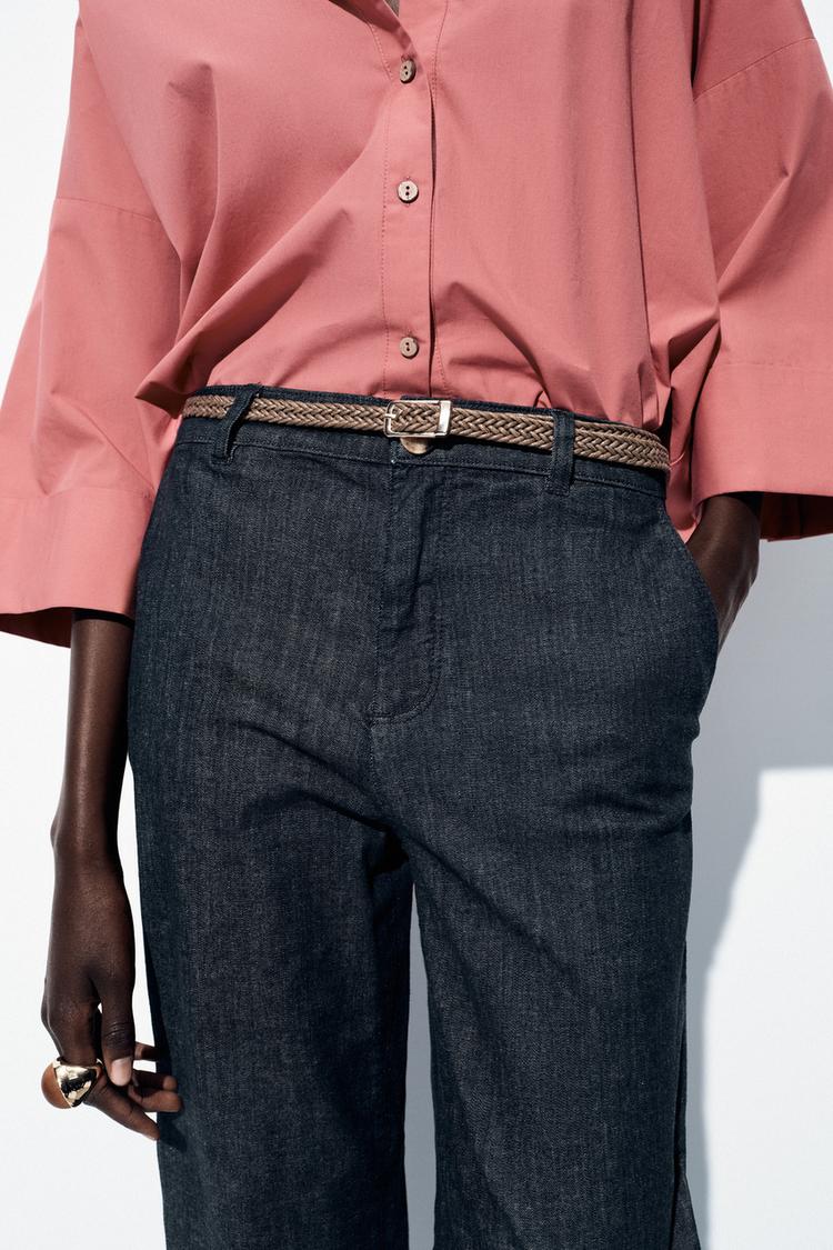 ÖRGÜ KEMERLİ CHINO DENIM PANTOLON