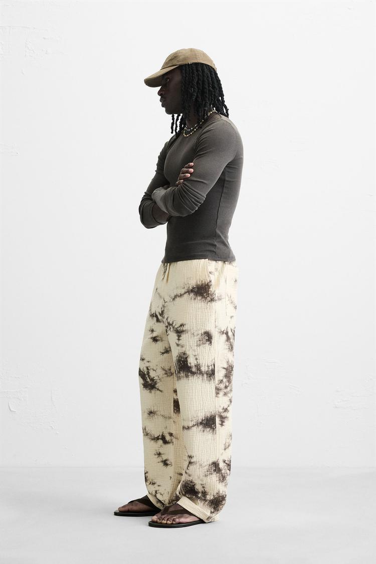 DOKULU TIE DYE DESENLİ PANTOLON
