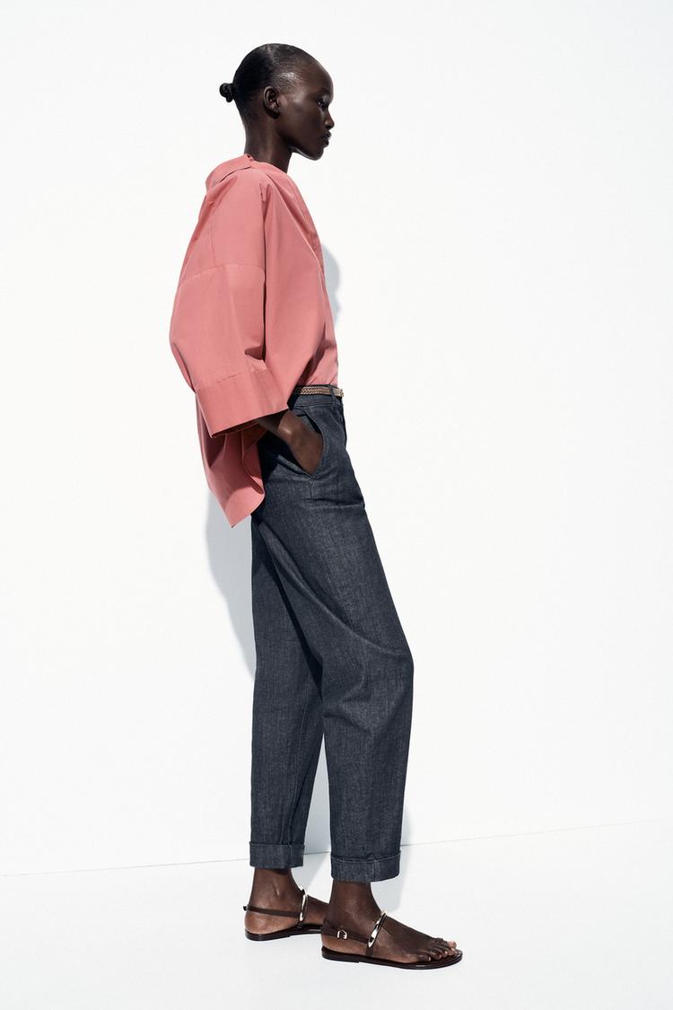 ÖRGÜ KEMERLİ CHINO DENIM PANTOLON