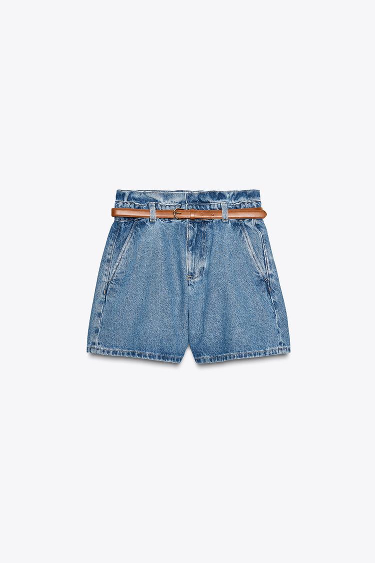 KEMERLİ DENIM PAPERBAG BERMUDA