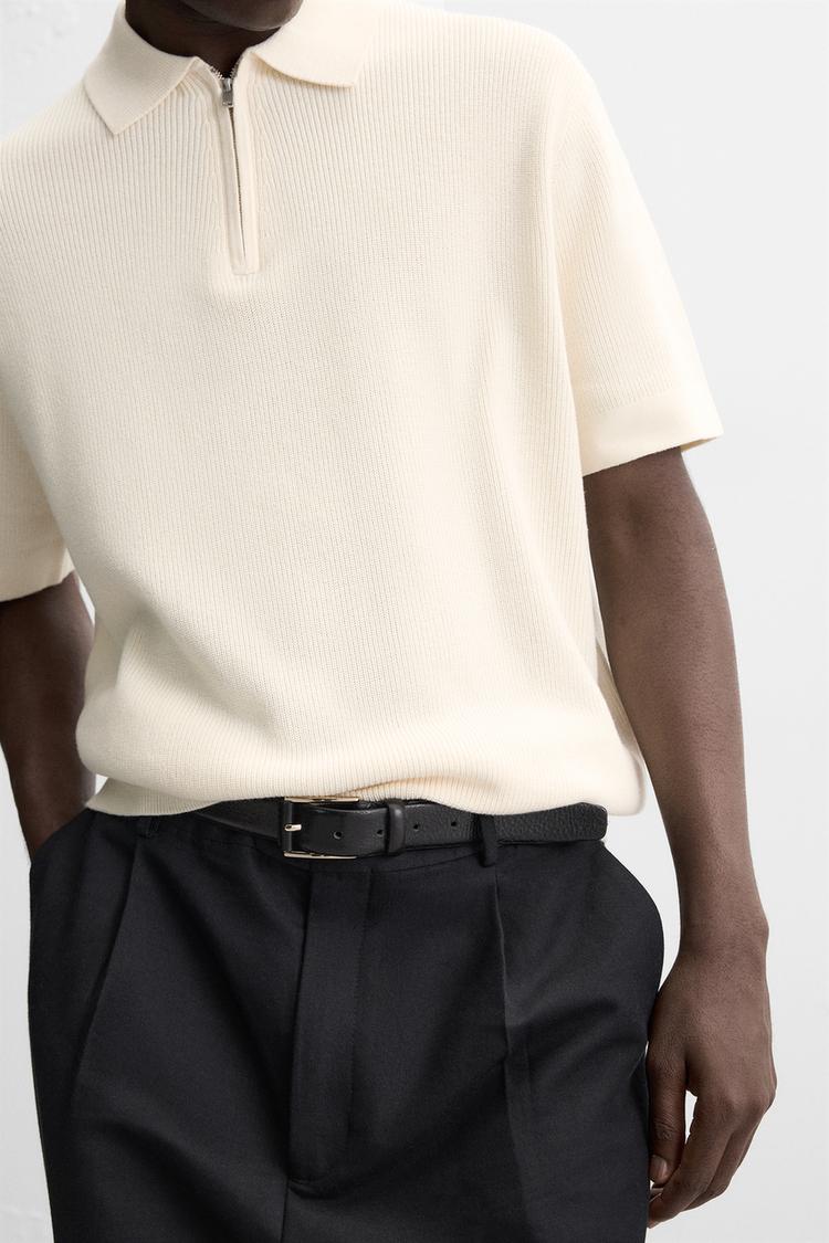 FERMUARLI İNCİ DOKUMA POLO T-SHIRT