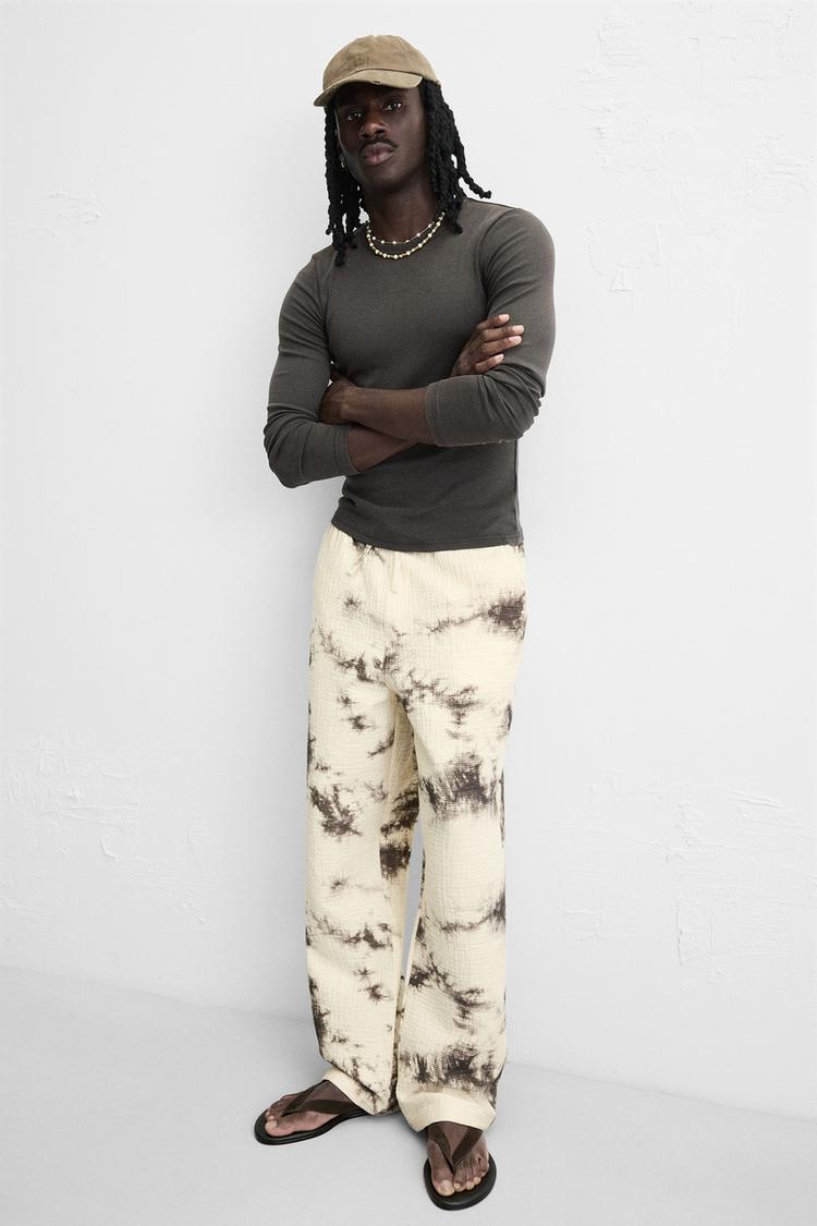DOKULU TIE DYE DESENLİ PANTOLON