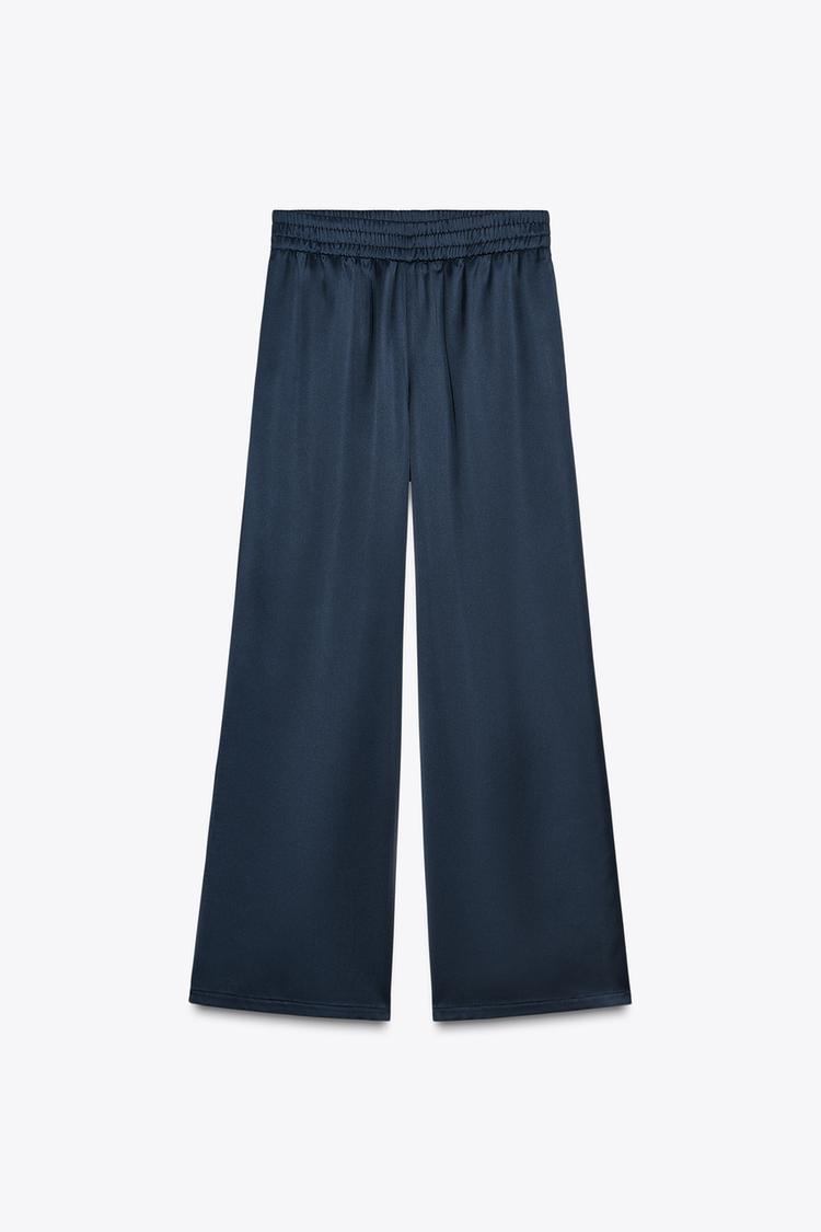 SÜET GÖRÜNÜMLÜ GENİŞ PAÇA PANTOLON