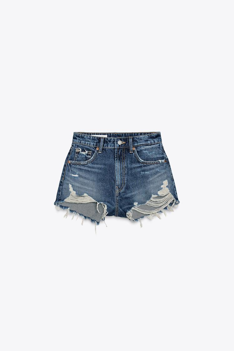 YÜKSEK BEL KAVİSLİ TRF DENIM ŞORT