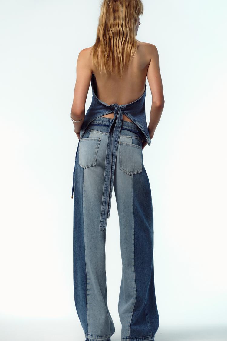 KOMBİNE YÜKSEK BEL GENİŞ PAÇA JEAN