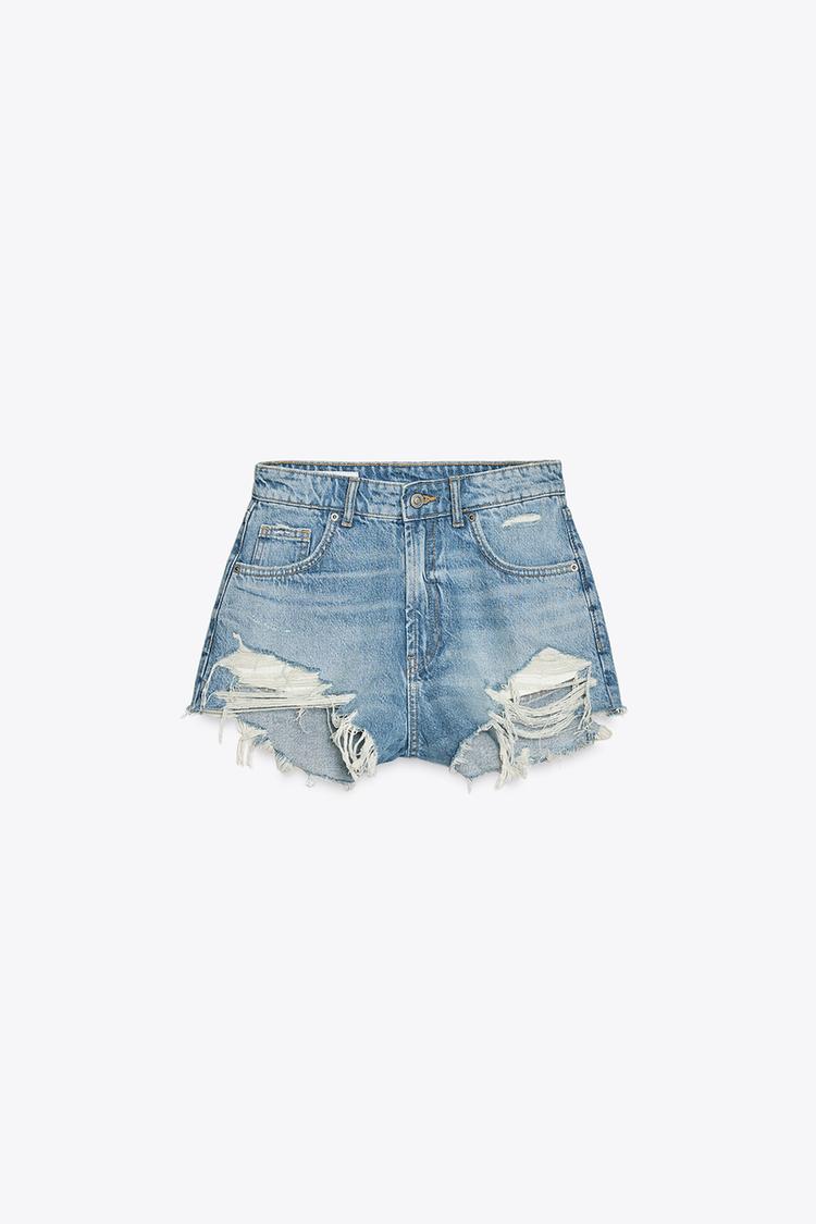 YÜKSEK BEL KAVİSLİ TRF DENIM ŞORT