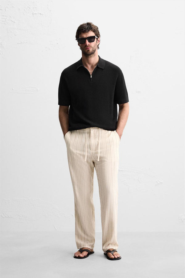 FERMUARLI İNCİ DOKUMA POLO T-SHIRT