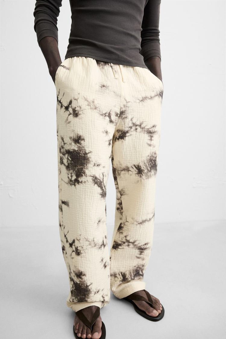 DOKULU TIE DYE DESENLİ PANTOLON