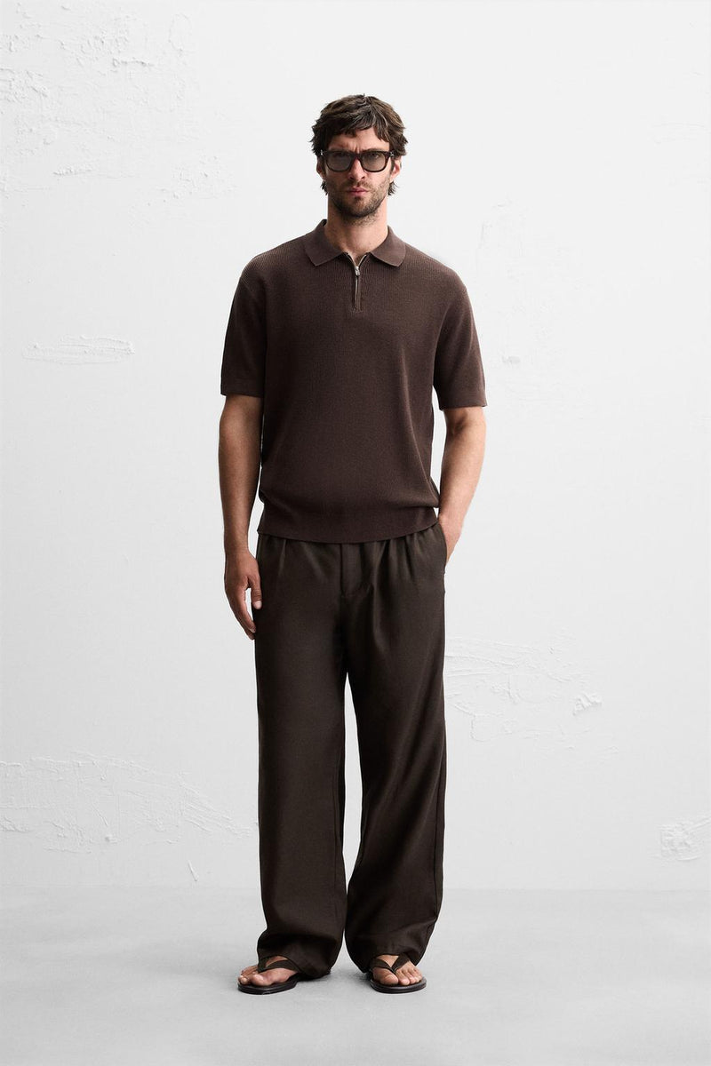 FERMUARLI İNCİ DOKUMA POLO T-SHIRT